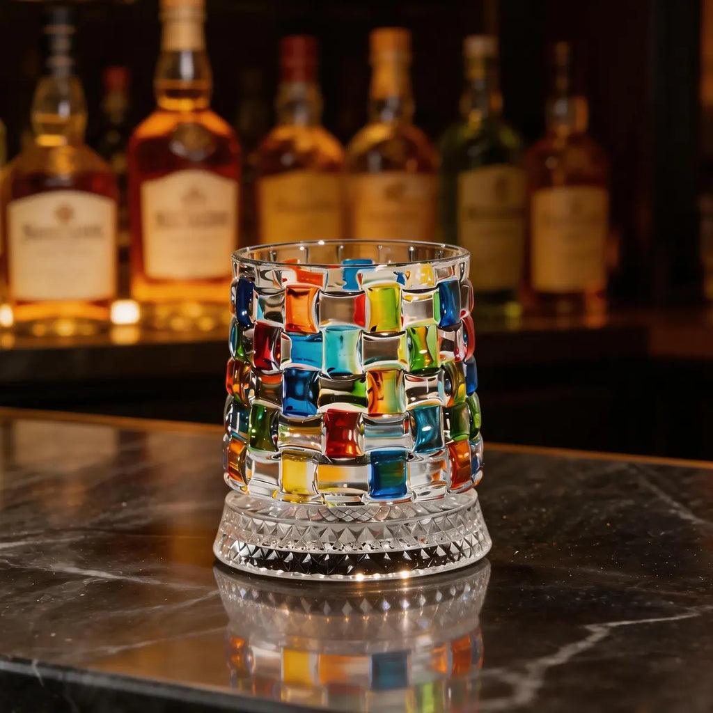Rotating Crystal Whiskey Glass – Hand-Painted Star Base 🥃✨