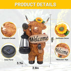 Highland Cow Garden Lantern Statue – Solar-Powered Farmhouse Welcome 🐄🏡