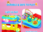 👧🌺Children's Day gift🔥2-in-1 Rolling Ball & Car Ramp Toy – Montessori Learning Game with Hammer & Lights