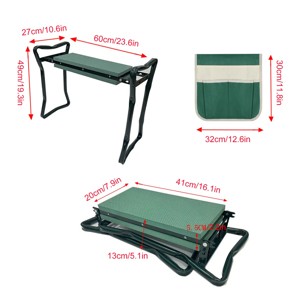Garden Kneeler & Seat – EVA Foam Pad, Steel Frame, Tool Bags Included 🪴
