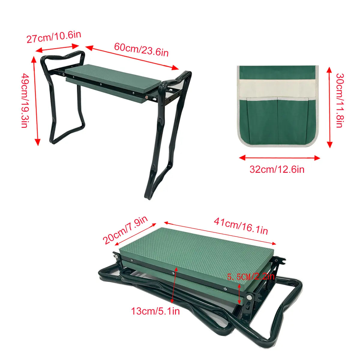 Garden Kneeler & Seat – EVA Foam Pad, Steel Frame, Tool Bags Included 🪴