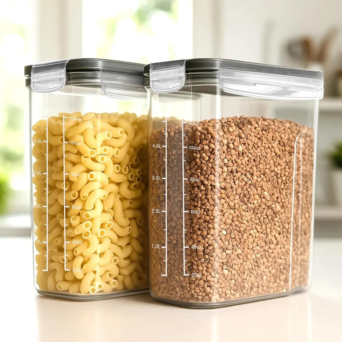 Kitchen 4-Pack Airtight Cereal Containers – 4L, BPA-Free, Leakproof Pantry Storage