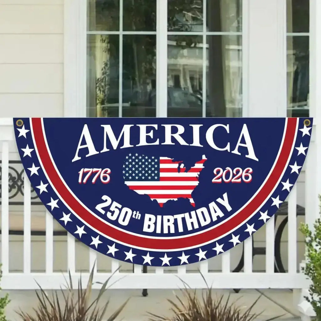 🇺🇸 America 250th Birthday Semicircular Flag Banner | Patriotic Bunting