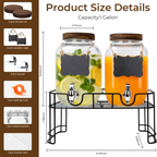 2-Pack 1-Gallon Glass Drink Dispensers – Stainless Steel Spout &Metal Stand 🥤