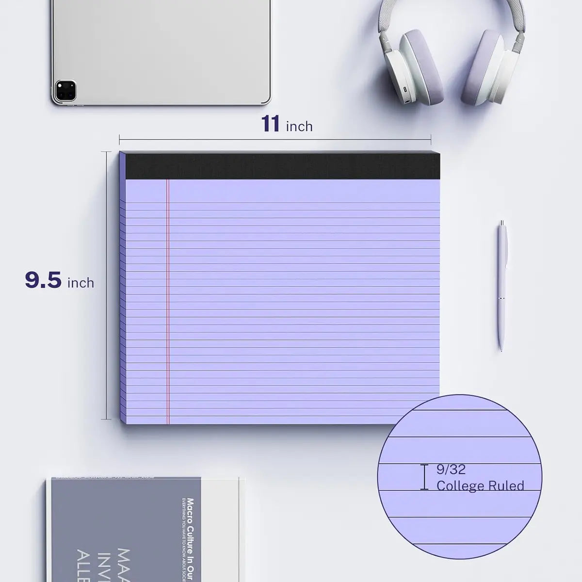 11″×9.5″ Wide Legal Pads – Landscape, 5 Colors, Perforated 📝🌈