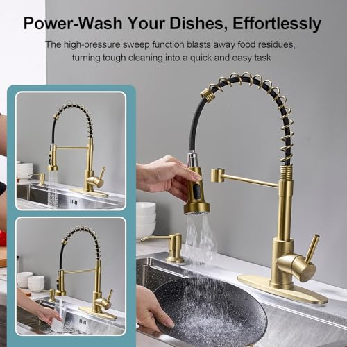 Brushed Nickel Pull-Down Kitchen Faucet – Single Handle, Compact Design
