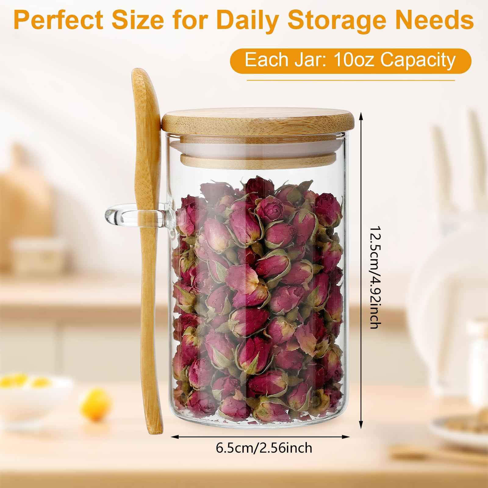 8&12 PACKS Airtight Bamboo Lid Glass Jar – Borosilicate Food Storage with Scoop 🫙🎋