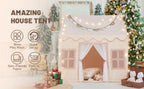 Beige Kids Play Tent with Star Lights &Mat – 47″ Playhouse 🎪🌟