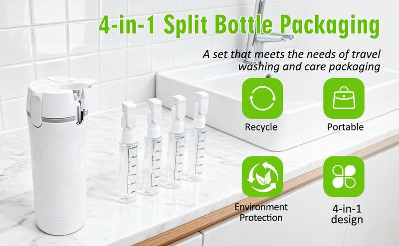 4-in-1 Travel Dispenser Bottle – Leak-Proof Silicone, Compact Toiletry Organizer