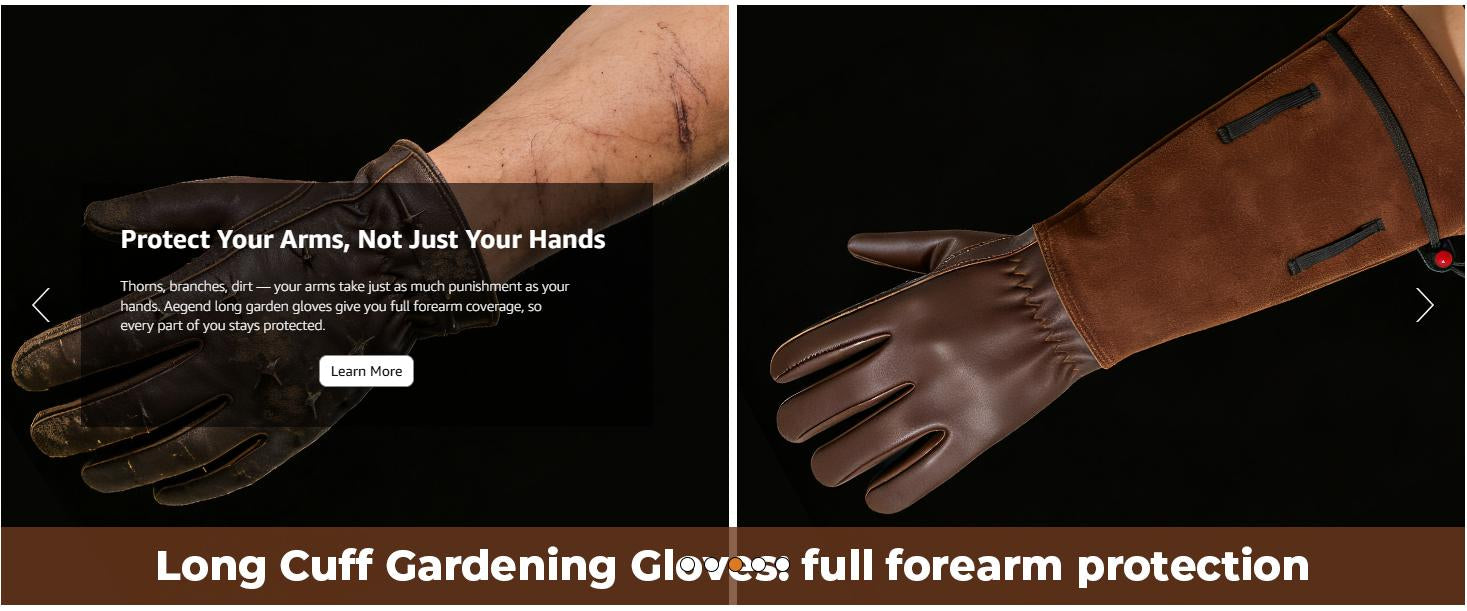 Leather Gardening Gloves – Long Cuff, Adjustable Strap, Sun & Dirt Protection