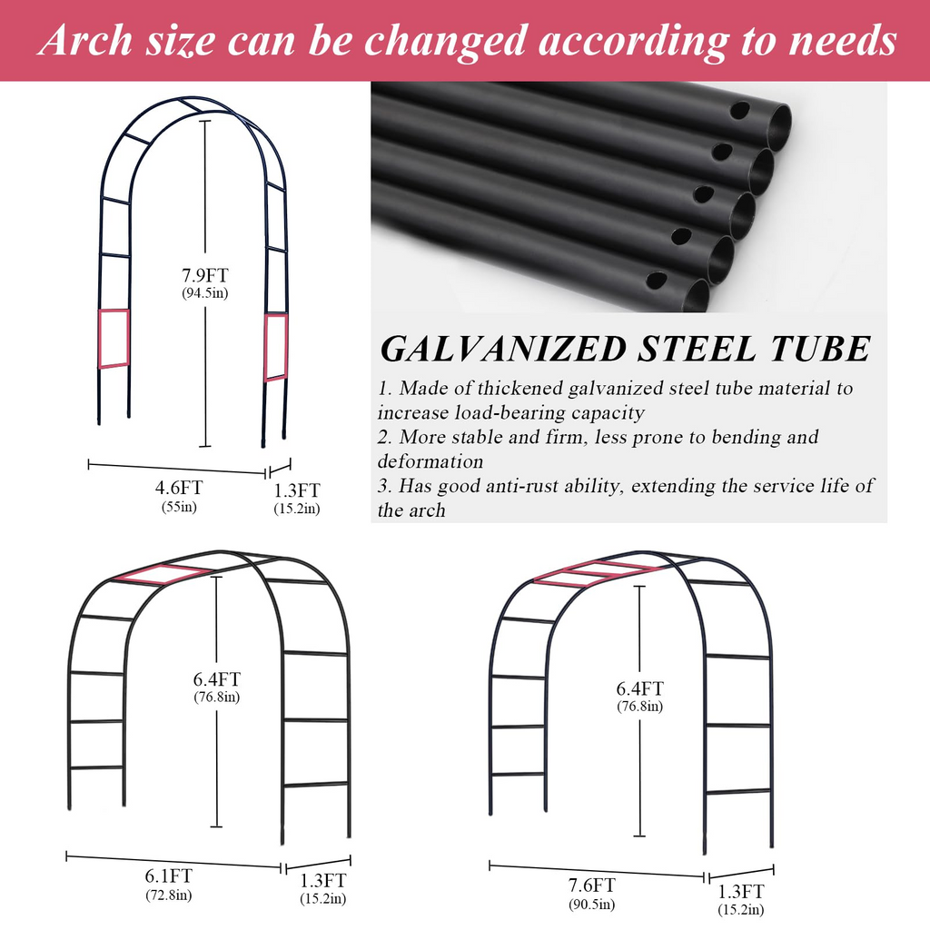 7.9ft Metal Pergola Arch – Freestyle Garden Trellis for Climbing Plants, Wedding & Outdoor Decor