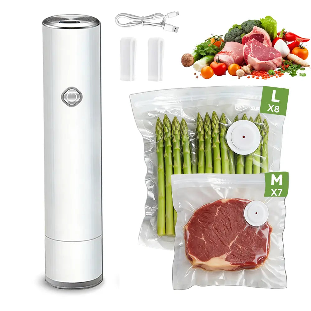 Portable Food Vacuum Sealer with 30 Bags – Keep Food Fresh On the Go