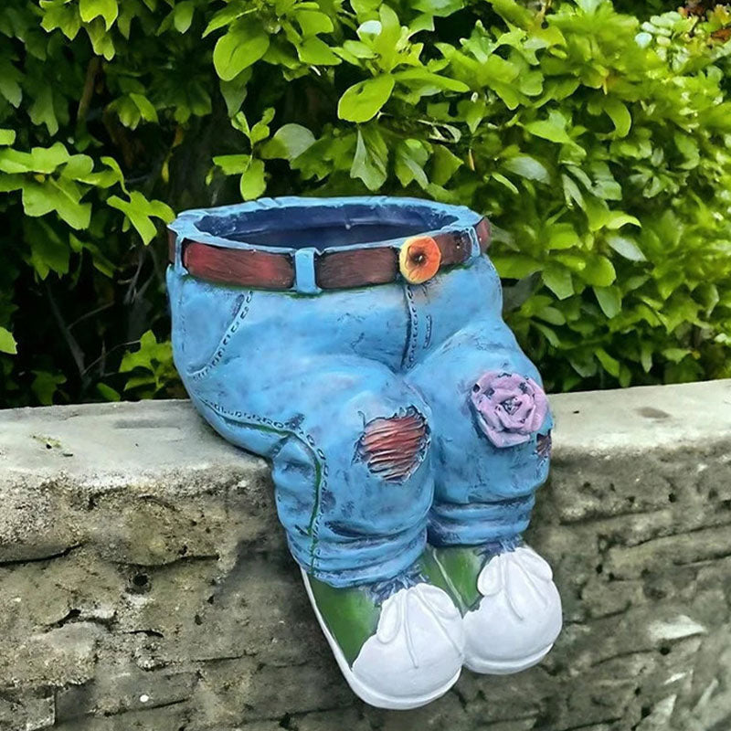 Denim Jeans Flower Pot – Realistic Resin Planter, Indoor/Outdoor 👖🌱