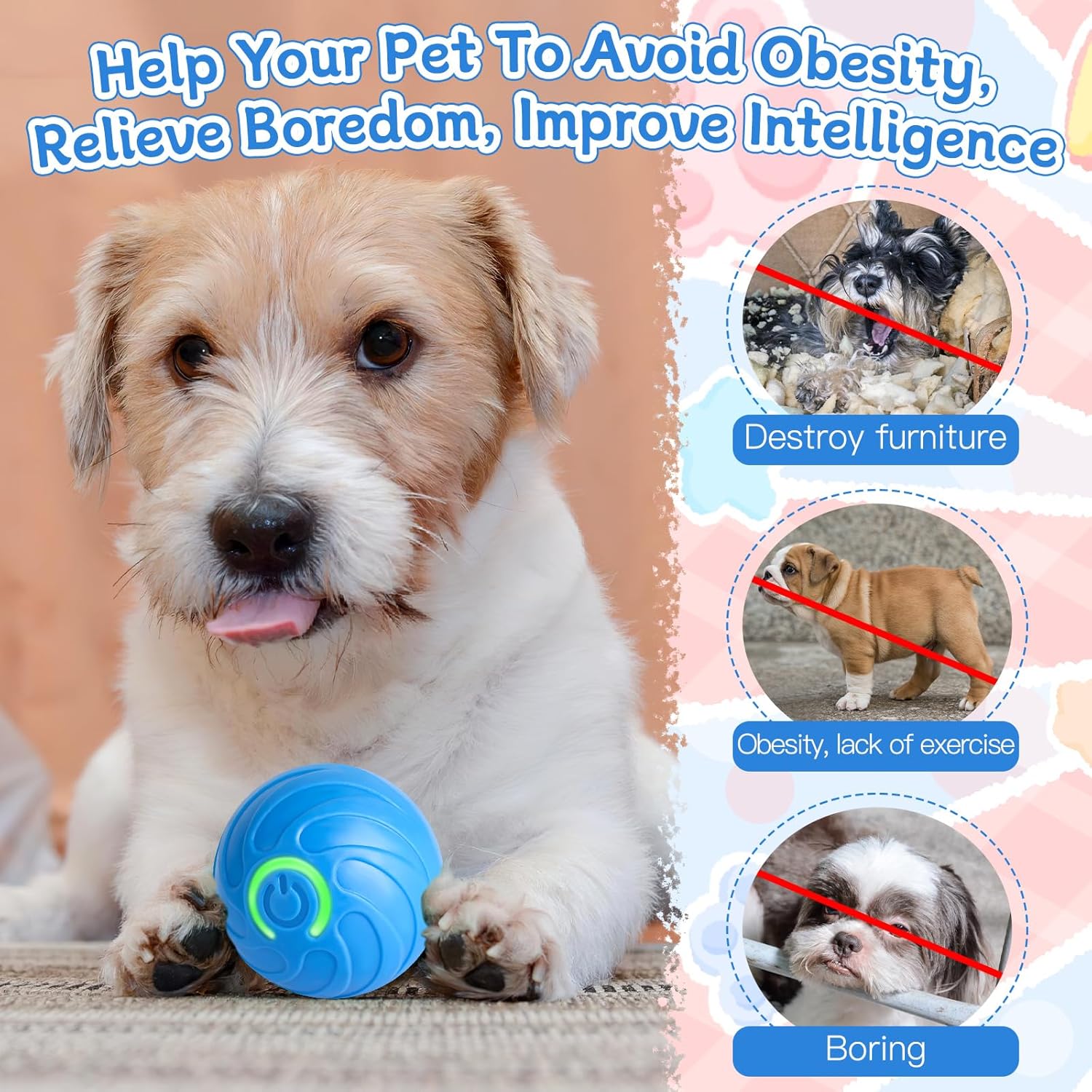 Smart Rolling Dog Ball – USB‑C Rechargeable Interactive Toy 🐶⚡