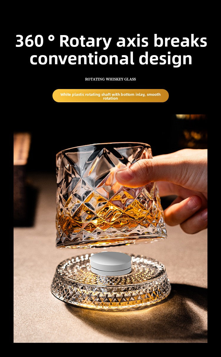 Rotating Whiskey Glass with Non-Spill Base