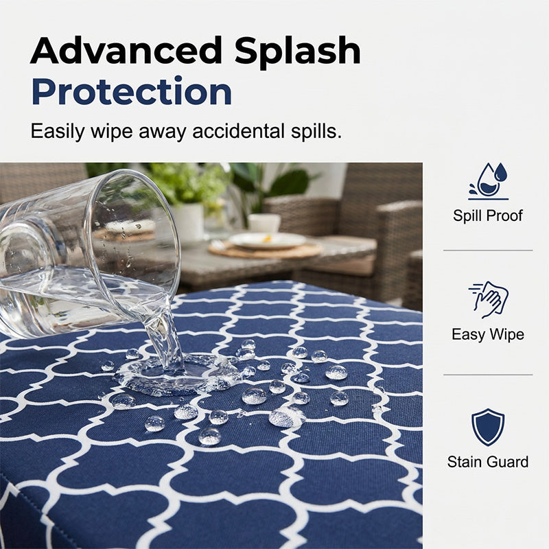 Stretch Patio Cushion Covers – Navy Trellis, Splash-Resistant 🛋️🌊