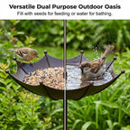 Umbrella Bird Feeder &Bath – Dual-Use Vintage Metal Design 🐦🌂