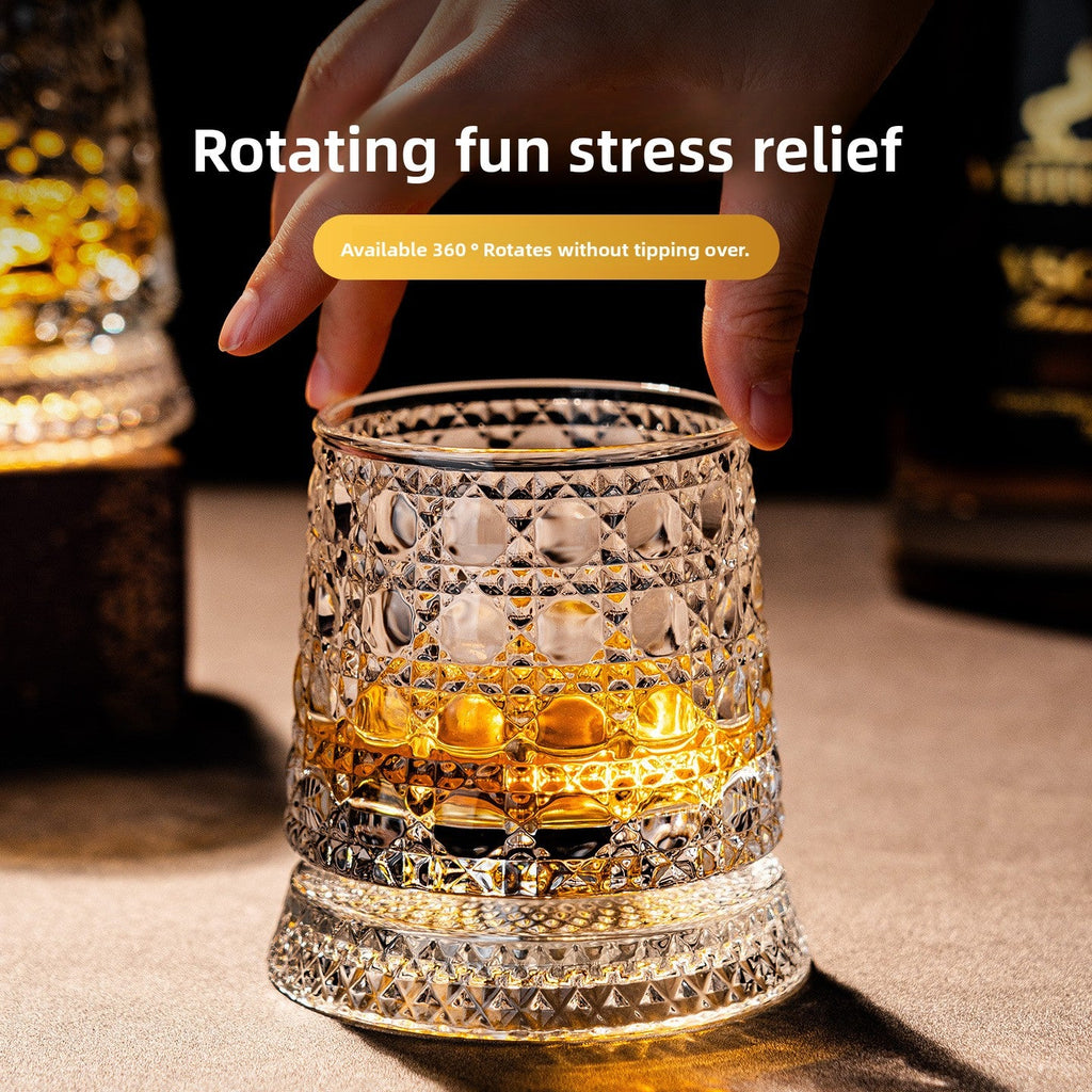 Rotating Whiskey Glass with Non-Spill Base