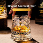 Rotating Whiskey Glass with Non-Spill Base
