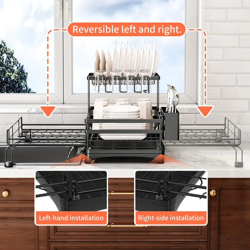 Foldable Dish Drying Rack with Pull‑Out Tray 🍽️🔄