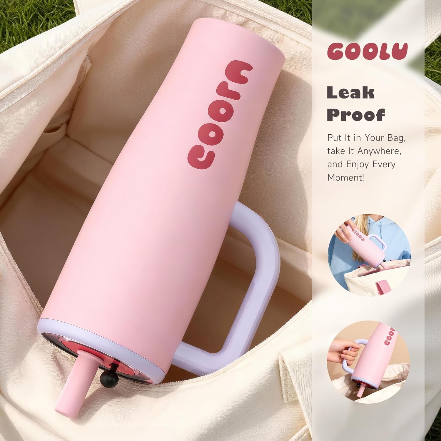 32/40oz Stainless Steel Insulated Cup | Anti-Slip Handle & Leakproof Design