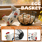 Ceramic Egg Basket with Chicken Lid – Holds 20-25 Eggs, Farmhouse Kitchen Countertop Storage