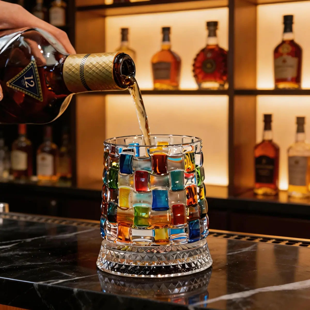 Rotating Crystal Whiskey Glass – Hand-Painted Star Base 🥃✨