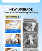 Disposable Mop, Hands-Free Floor Mop with Clamp, Dry Wet Use Dust Mop for Hardwood & Tile