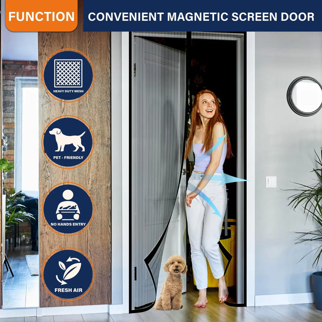 Magnetic Screen Door – Self‑Adhesive, 62″×80″, No Tools 🚪🪲🦟