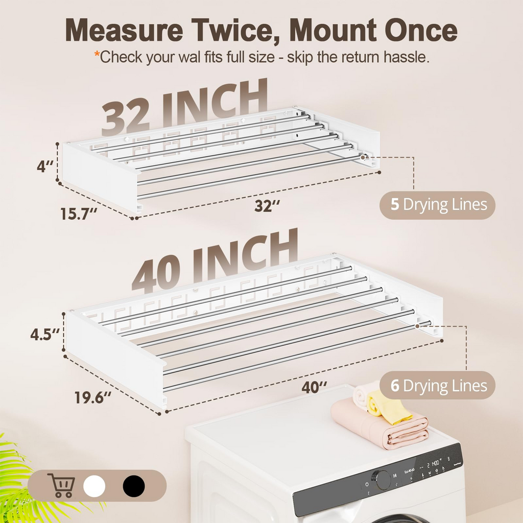 Wall‑Mounted Drying Rack – Holds 60 lbs, Folds Flat 👕🧷