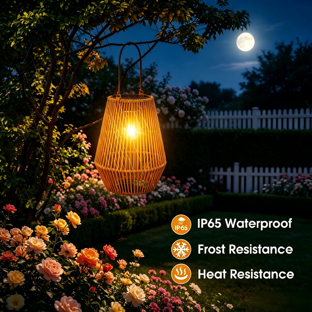 Handwoven Rattan Solar Lanterns – 2700K Warm Glow, IP65 Waterproof 🏮🌿