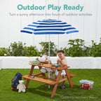 🔥🛟Outdoor essentials🌲Kids Outdoor Picnic Table with Umbrella – Wooden Activity Table, 220 lb Capacity