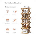 No‑Assembly Folding Bamboo Shoe Rack – Space‑Saving Storage 👟🎋
