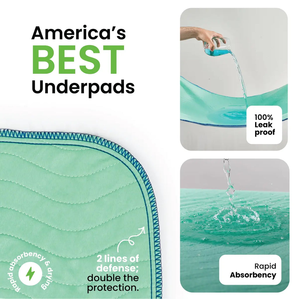 🛏️Washable Underpads – 4&8&12 Pack Heavy Absorbency Reusable Pads