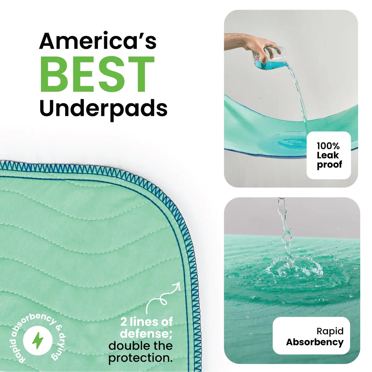 🛏️Washable Underpads – 4&8&12 Pack Heavy Absorbency Reusable Pads