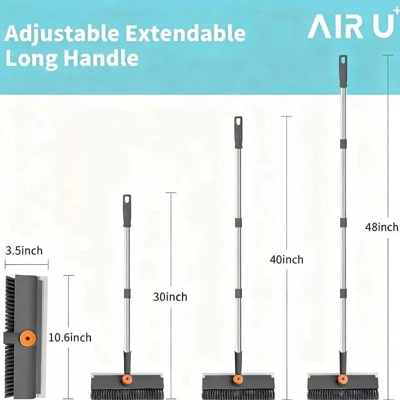 3-in-1 Heavy-Duty Floor Scrub Brush with Long Handle – for Shower, Pool, Deck, Patio & Kitchen