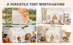 Beige Kids Play Tent with Star Lights &Mat – 47″ Playhouse 🎪🌟