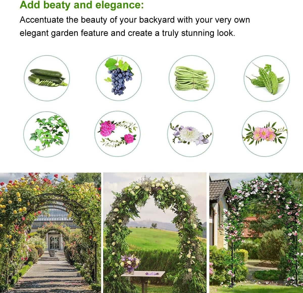 7.9ft Metal Pergola Arch – Freestyle Garden Trellis for Climbing Plants, Wedding & Outdoor Decor