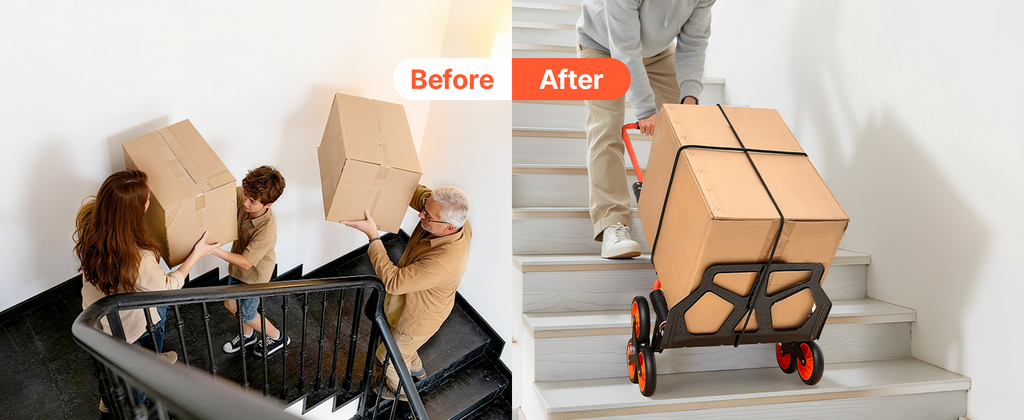 Stair Climbing Cart – 260 lb Capacity, Foldable with Telescoping Handle & 6 Mute Wheels