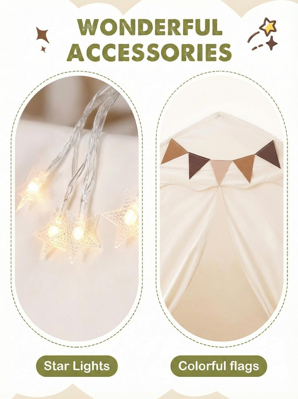 Kids Play Tent with Star Lights – Portable, Foldable Dome Teepee for Indoor & Outdoor Play