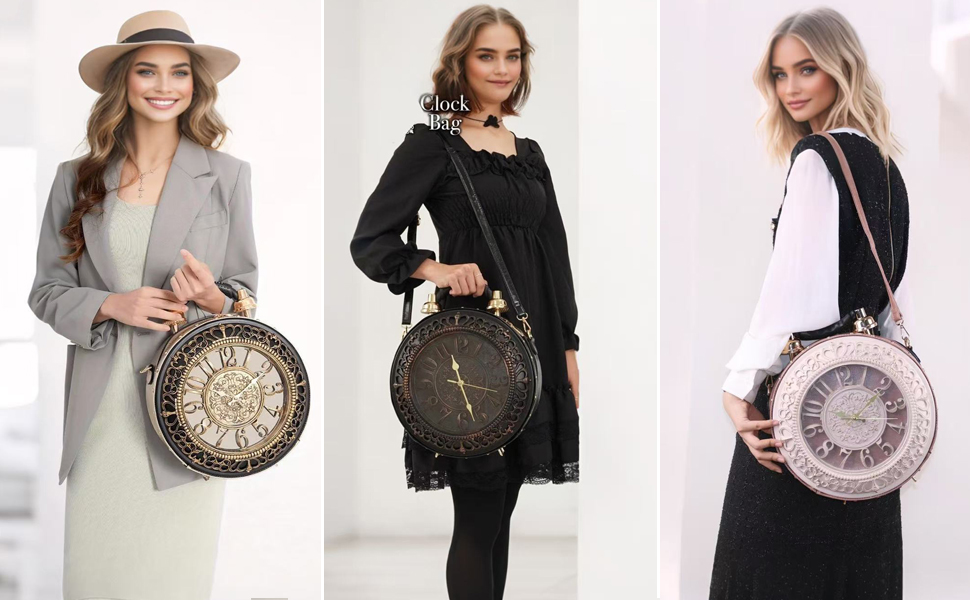 Steampunk Clock Crossbody Purse – Retro Vintage Shoulder Bag