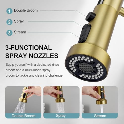 Brushed Nickel Pull-Down Kitchen Faucet – Single Handle, Compact Design