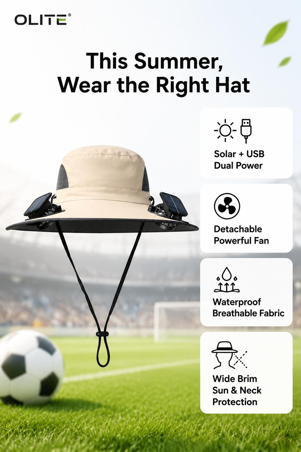 Solar Cooling Hat with Dual Fans – Wide Brim & USB Rechargeable 🌞🧢