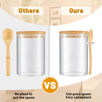 8&12 PACKS Airtight Bamboo Lid Glass Jar – Borosilicate Food Storage with Scoop 🫙🎋