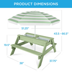 👶Children's Day gift👧Kids 3-in-1 Sand & Water Activity Table with Umbrella – Outdoor Convertible Picnic Table
