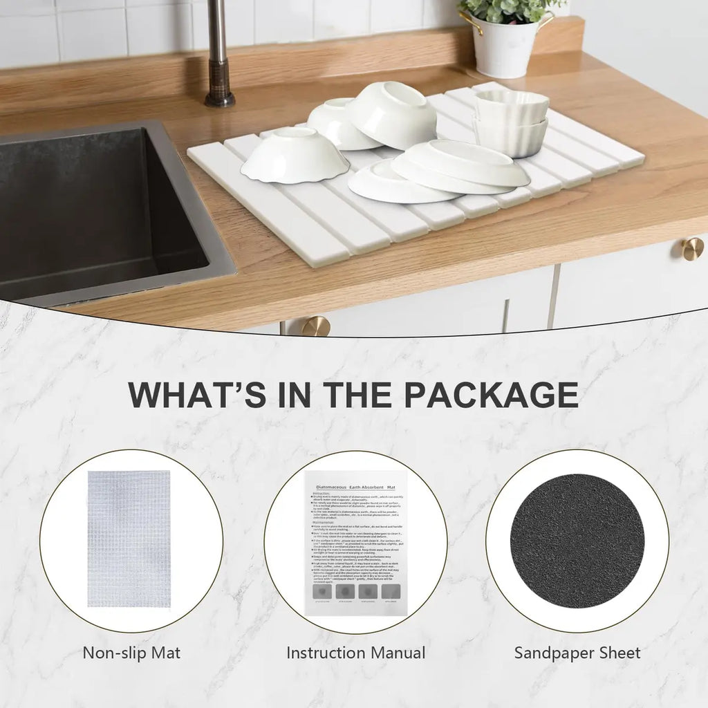 24x16" Diatomite Dish Drying Mat – Super Absorbent, Heat Resistant, Eco-Friendly