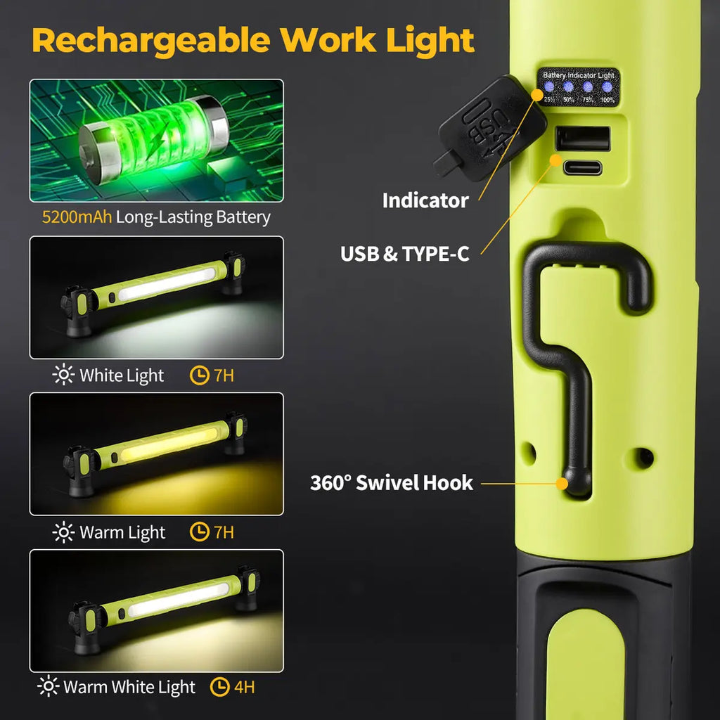 3000LM Under‑Hood Work Light Bar – Magnetic, Rechargeable, 5200mAh 🔧💡