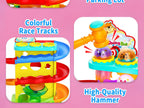 👧🌺Children's Day gift🔥2-in-1 Rolling Ball & Car Ramp Toy – Montessori Learning Game with Hammer & Lights