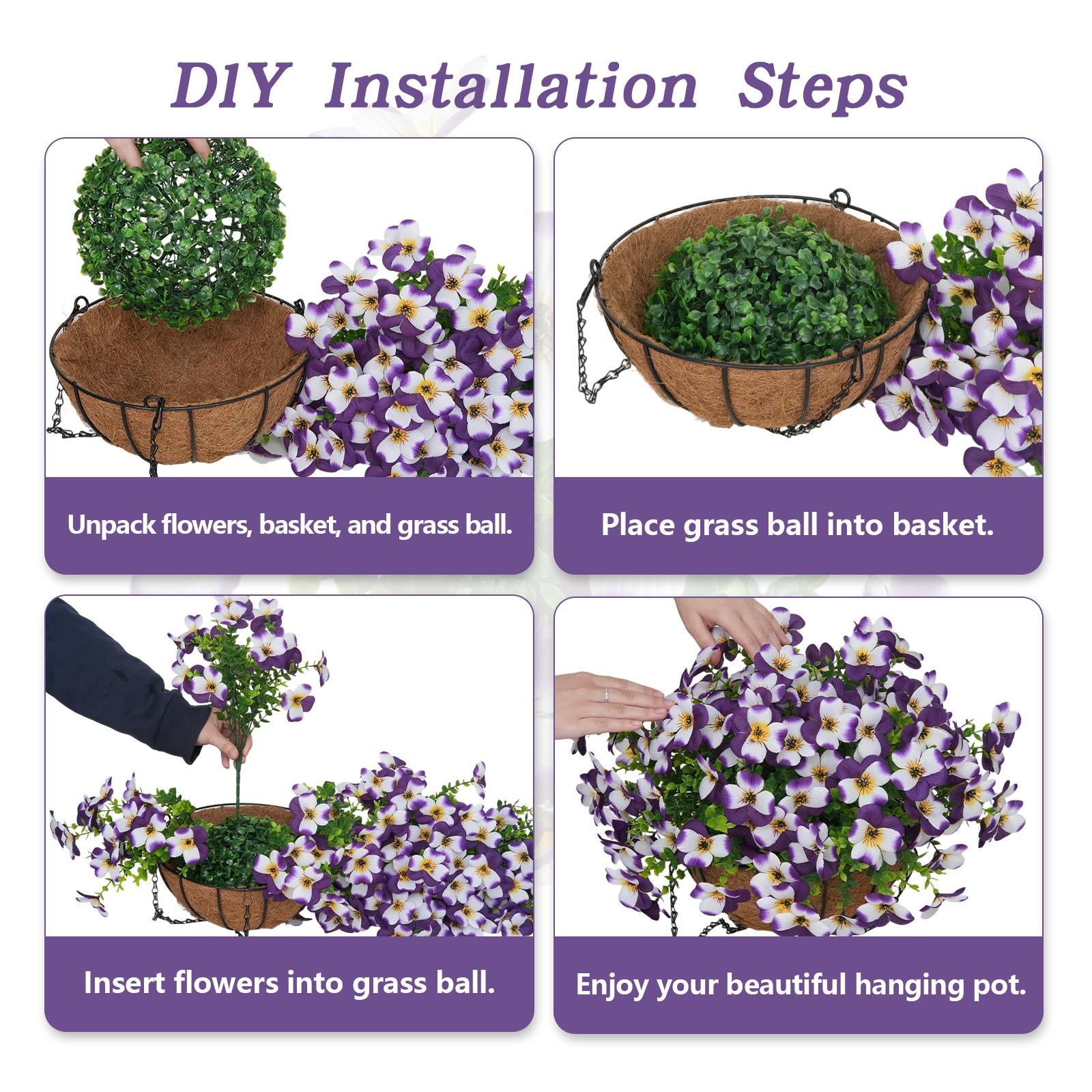 🌺🌺Artificial Silk Spring Flowers Hanging Basket for Outdoor Indoor