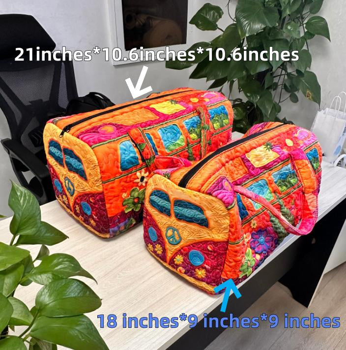 Unisex Boho Quilted Weekender Travel Bag, Lightweight & Comfortable, Hippie Design